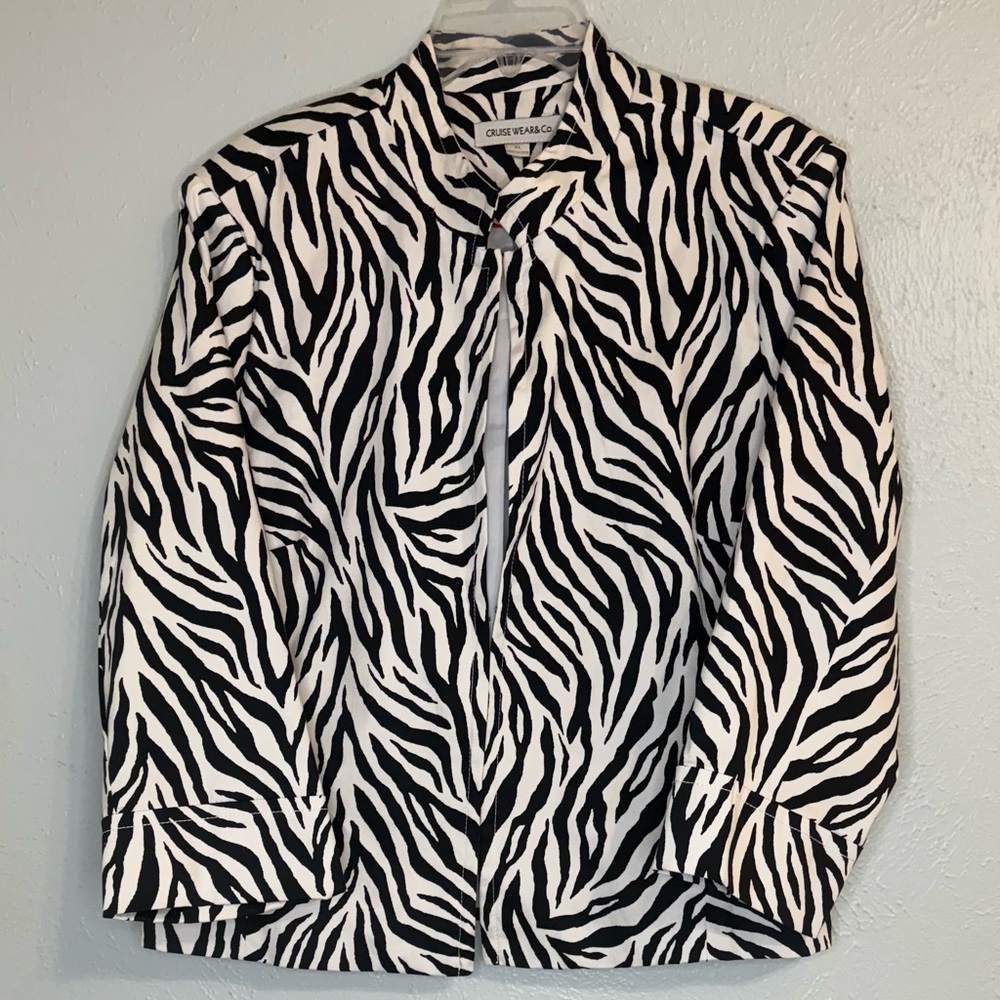 Cruise Wear & Co. XL Zebra Print Lined Cotton Blazer